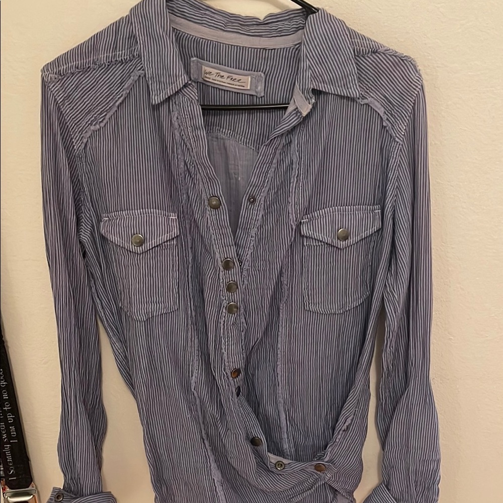 EUC We the Free Striped Button-Up Shirt